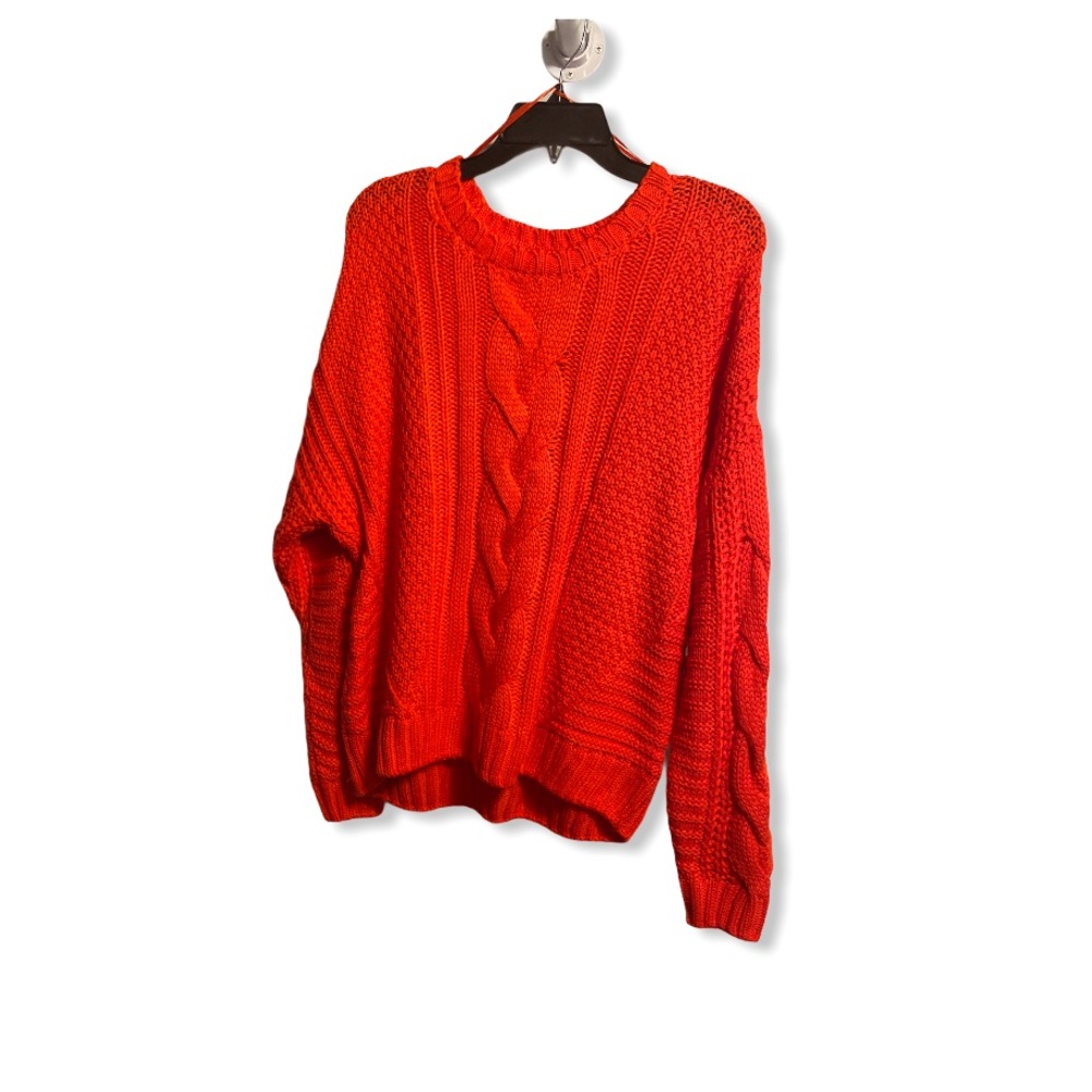 One A Mixed Knit Crew Neck Sweater Riot Orange - Picture 2 of 10
